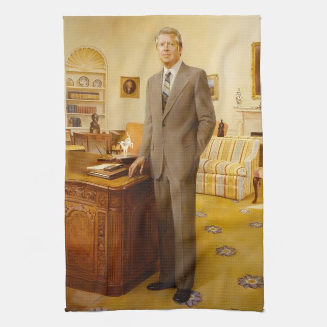 American President James Earl Carter Oval Office Kitchen Towel (Vertical)