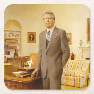 American President James Earl Carter Oval Office Square Paper Coaster