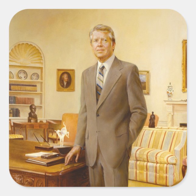 American President James Earl Carter Oval Office Square Sticker (Front)