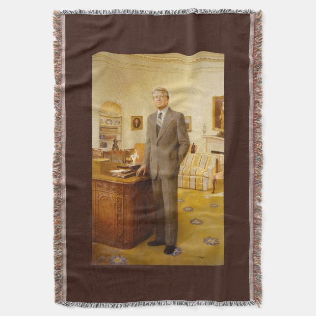 American President James Earl Carter Oval Office Throw Blanket (Front Vertical)