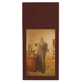 American President James Earl Carter Oval Office Wood Flash Drive