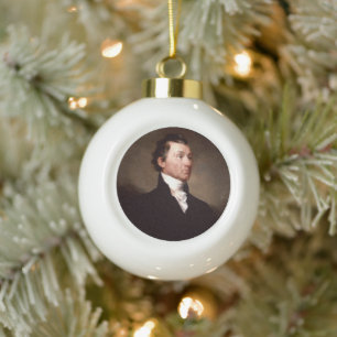 American President James Monroe Portrait Ceramic Ball Christmas Ornament