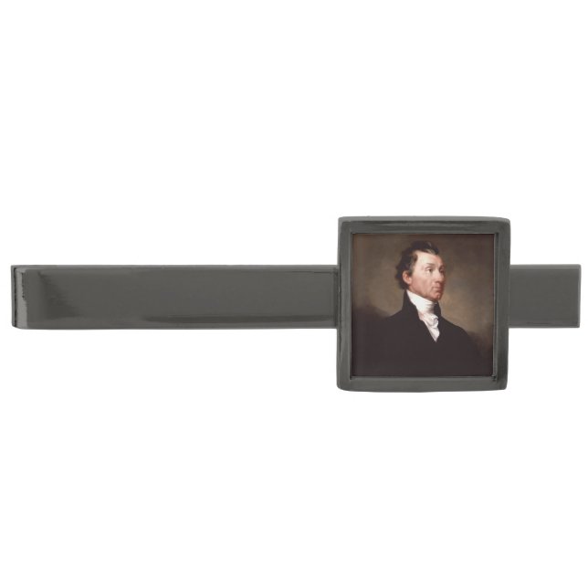 American President James Monroe Portrait Gunmetal Finish Tie Bar (Front)