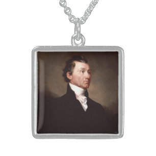 American President James Monroe Portrait Sterling Silver Necklace