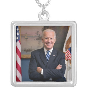American President Joe Biden as Senator Silver Plated Necklace