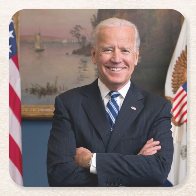 American President Joe Biden as Senator Square Paper Coaster (Front)