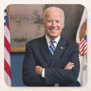American President Joe Biden as Senator Square Paper Coaster