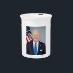 American President Joe Biden White House Photo Beverage Pitcher<br><div class="desc">American President Joe Biden White House Photo: The photograph captures a moment in time during the Presidency Joe Biden the 46th President of the United States. Sunlight streams through a window, casting a warm glow on the figure of an Biden standing confidently in the center of the frame. Standing tall...</div>