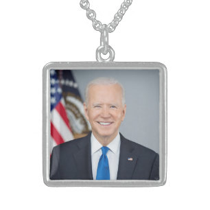 American President Joe Biden White House Photo  Sterling Silver Necklace