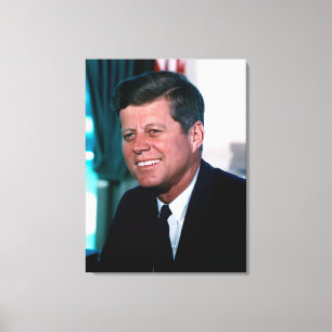 American President John F. Kennedy in Oval Office Canvas Print