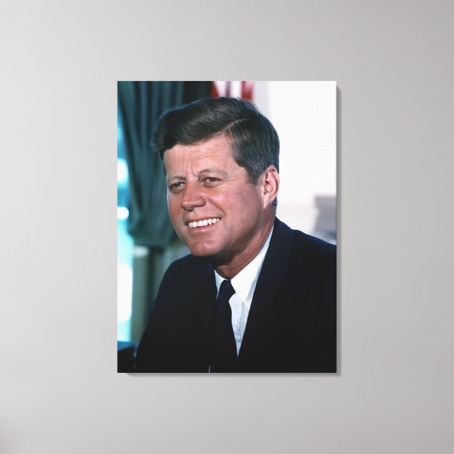 American President John F. Kennedy in Oval Office Canvas Print (Front)
