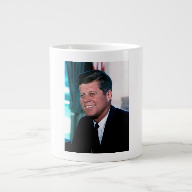 American President John F. Kennedy in Oval Office Giant Coffee Mug (Front)