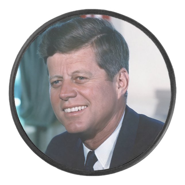 American President John F. Kennedy in Oval Office Hockey Puck (Front)
