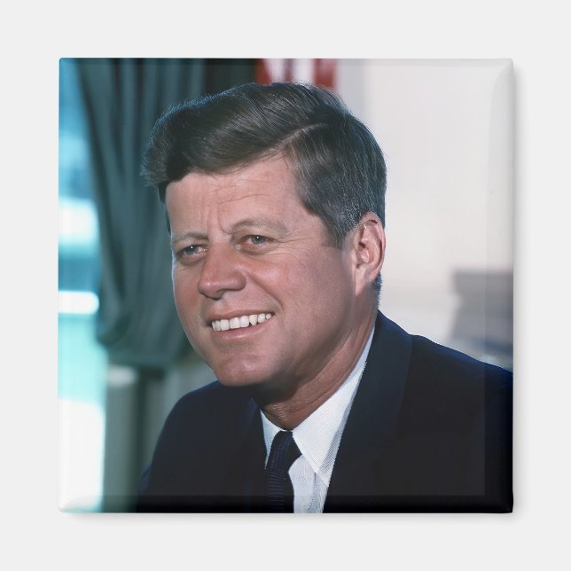American President John F. Kennedy in Oval Office Magnet (Front)