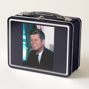 American President John F. Kennedy in Oval Office Metal Lunch Box