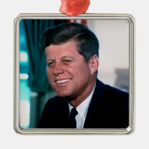 American President John F. Kennedy in Oval Office Metal Ornament