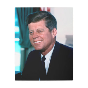 American President John F. Kennedy in Oval Office Metal Print