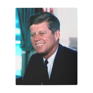 American President John F. Kennedy in Oval Office Metal Print
