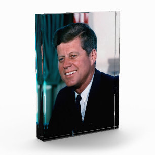 American President John F. Kennedy in Oval Office Photo Block