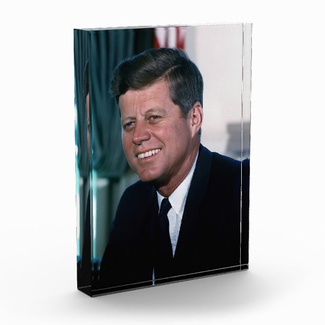 American President John F. Kennedy in Oval Office Photo Block (Left)