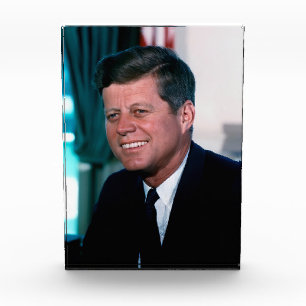 American President John F. Kennedy in Oval Office Photo Block