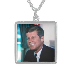 American President John F. Kennedy in Oval Office Sterling Silver Necklace