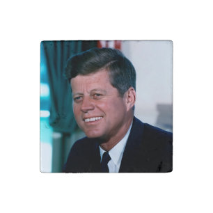 American President John F. Kennedy in Oval Office Stone Magnet