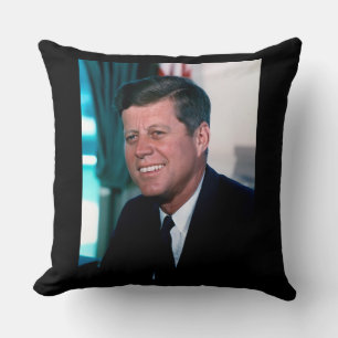American President John F. Kennedy in Oval Office Throw Pillow