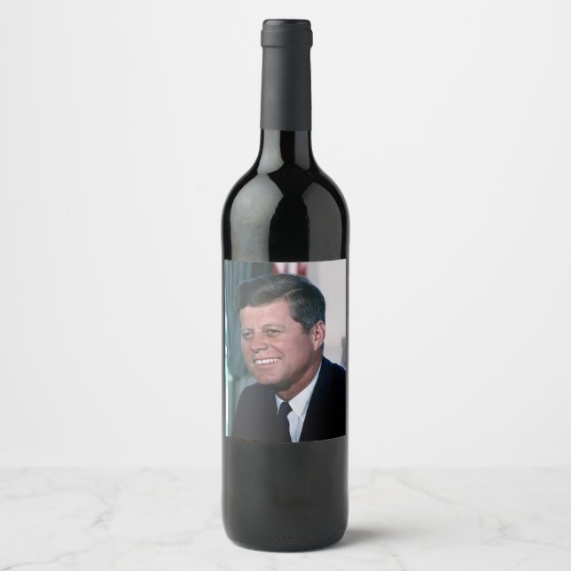 American President John F. Kennedy in Oval Office Wine Label (Front)