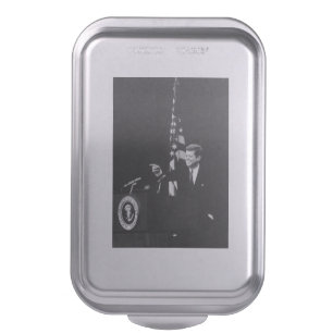 American President John Kennedy at News Conference Cake Pan