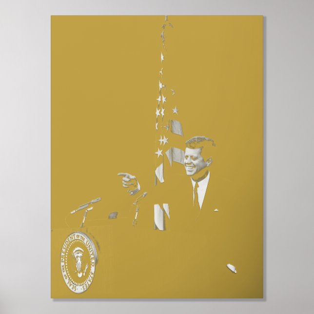 American President John Kennedy at News Conference Foil Prints (Front)