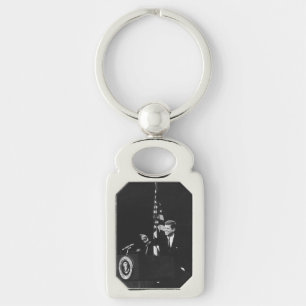 American President John Kennedy at News Conference Keychain