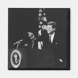 American President John Kennedy at News Conference Magnet