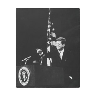 American President John Kennedy at News Conference Metal Print