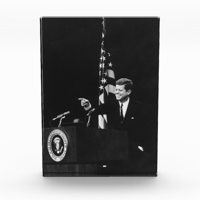 American President John Kennedy at News Conference Photo Block (Front)