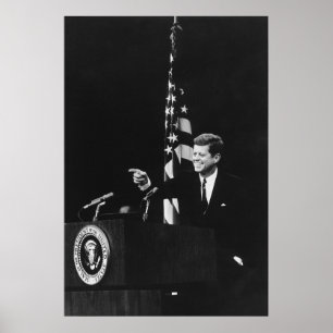 American President John Kennedy at News Conference Poster