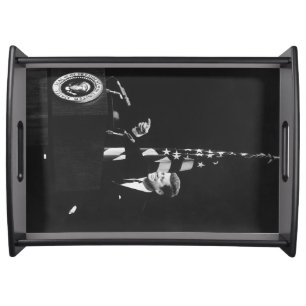 American President John Kennedy at News Conference Serving Tray