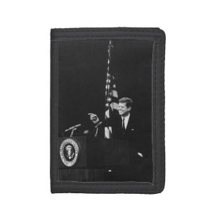 American President John Kennedy at News Conference Trifold Wallet