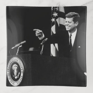 American President John Kennedy at News Conference Trinket Tray