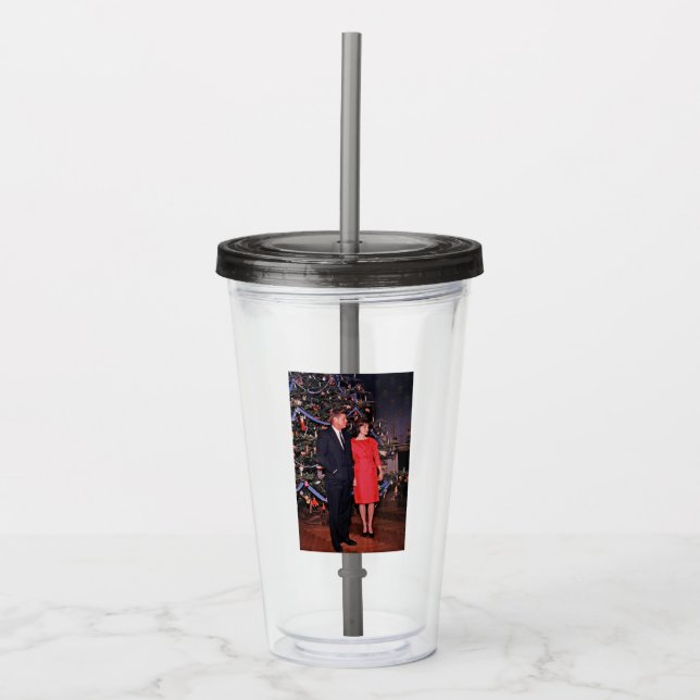 American President John Kennedy Christmas Card Acrylic Tumbler (Front)