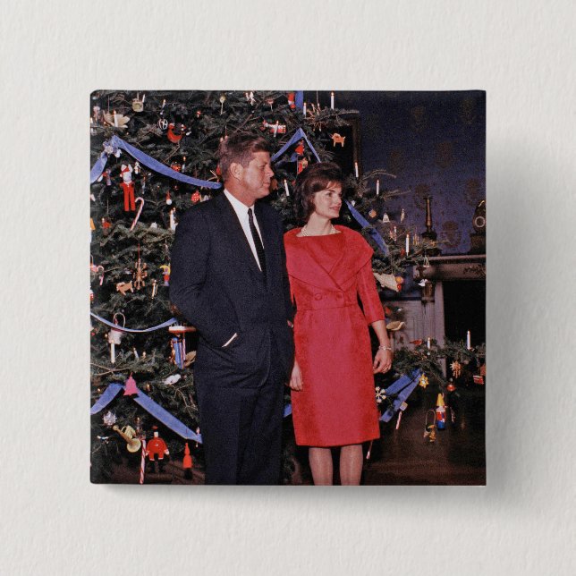 American President John Kennedy Christmas Card Button (Front)
