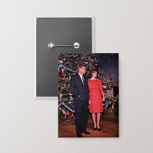 American President John Kennedy Christmas Card Button
