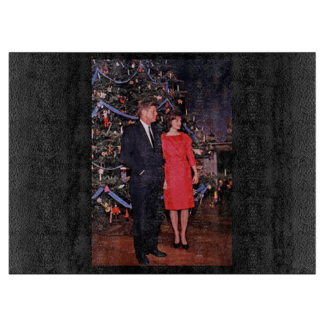 American President John Kennedy Christmas Card Cutting Board (Front)