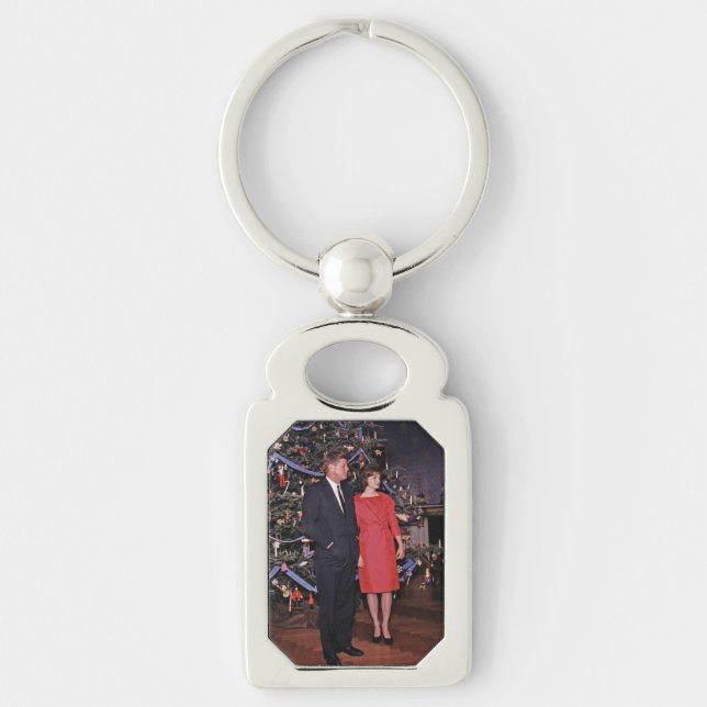 American President John Kennedy Christmas Card Keychain (Front)