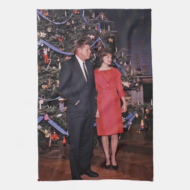 American President John Kennedy Christmas Card Kitchen Towel (Vertical)