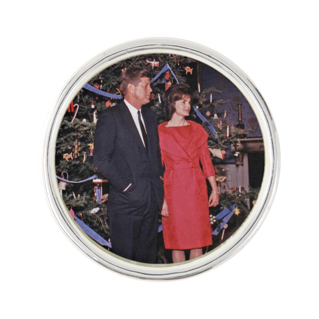 American President John Kennedy Christmas Card Lapel Pin (Front)