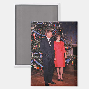 American President John Kennedy Christmas Card Magnet