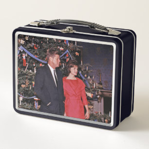 American President John Kennedy Christmas Card Metal Lunch Box