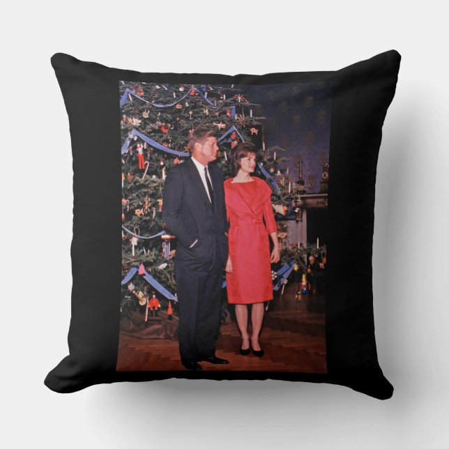 American President John Kennedy Christmas Card Throw Pillow (Front)