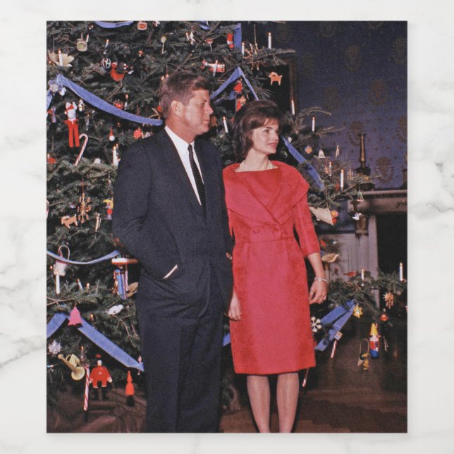 American President John Kennedy Christmas Card Wine Label (Single Label)